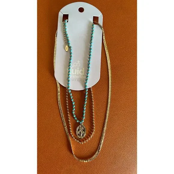 8 Other Reasons Gender Fluid Hail Mary Turquoise Layer Necklace - Picture 2 of 3